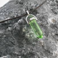 Naturstein Olive crystal Halskette, Kette Obelisk Kunstleder Esoterik, Bild 1