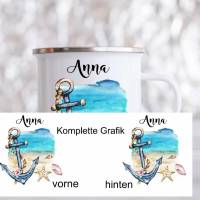 Personalisierte Tasse mit Namen Anker Maritim Bild 2