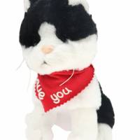Kuscheltier Katze schwarz 18cm mit Namen am Halstuch - Personalisierte Schmusetiere für Jungen und Mädchen Bild 3