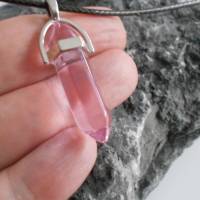 Naturstein Rose  crystal Halskette, Kette Obelisk Kunstleder Esoterik, Bild 2