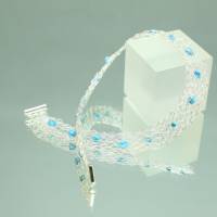 Türkis-Collier für Damen - gestrickt aus versilbertem Draht mit Türkissplittern und Magnetverschluss - bcd manufaktur Bild 10