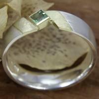 Ring Silber 925/- mit grünem Turmalin und Goldstreifen Bild 5