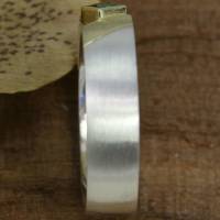 Ring Silber 925/- mit grünem Turmalin und Goldstreifen Bild 8