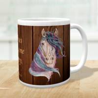 Einzigartige Keramiktasse mit Pferdemotiv "Midnight" und Pferdespruch Bild 1