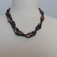 Schwarze Perlenkette echte Keshiperlen, echte Perlen mit Rutilquarz, variabel, schwarz-orange Halloween-Farben Bild 9