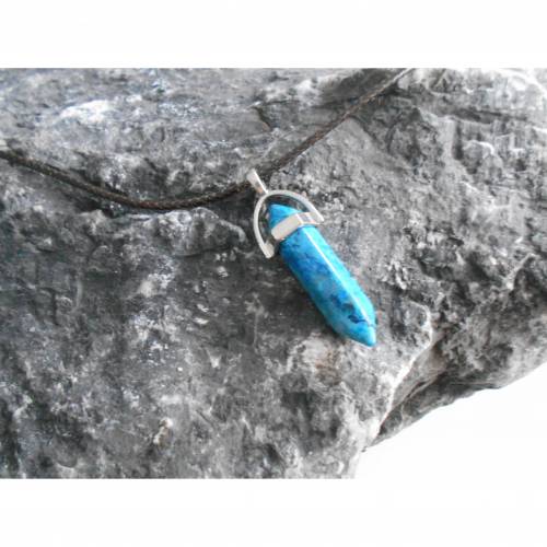 Naturstein Orchid Stone Halskette, Kette Obelisk Kunstleder Esoterik,