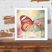 Flügeltiere PAPILLON Bild auf Holz Leinwand Print Wanddeko Landhausstil Vintage Style Shabby Chic handmade kaufen Bild 4