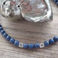 Blaue Schaumkorallen-Kette mit Echt Silber Vierecken.Moderne Halskette,Unikat,exclusive handgefertigte Schaumkorallen-Ke Bild 1