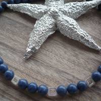 Blaue Schaumkorallen-Kette mit Echt Silber Vierecken.Moderne Halskette,Unikat,exclusive handgefertigte Schaumkorallen-Ke Bild 4