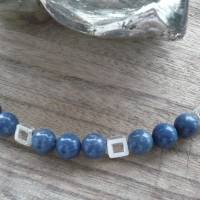 Blaue Schaumkorallen-Kette mit Echt Silber Vierecken.Moderne Halskette,Unikat,exclusive handgefertigte Schaumkorallen-Ke Bild 5