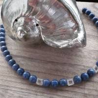 Blaue Schaumkorallen-Kette mit Echt Silber Vierecken.Moderne Halskette,Unikat,exclusive handgefertigte Schaumkorallen-Ke Bild 6