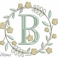Atemberaubender  " Frühlings Blumenkranz mit Monogramm " B“  Stickdateien in 5 Größen ab 10 x 10 bis 20 x 22 cm Bild 6