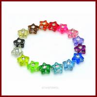20 Sternchen-Perlen mit Strass-Effekt 9mm in 6 Farben oder Farbmix
