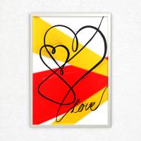 Modernes Lineart Poster abstrakte Herzen für Verliebte als Download-Datei | minimalistische Linienzeichnung Bild 1