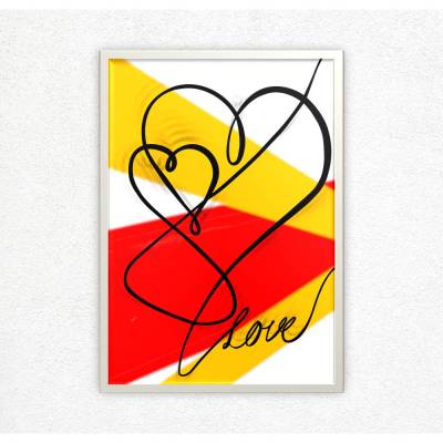 Modernes Lineart Poster abstrakte Herzen für Verliebte als Download-Datei | minimalistische Linienzeichnung