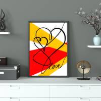 Modernes Lineart Poster abstrakte Herzen für Verliebte als Download-Datei | minimalistische Linienzeichnung Bild 3