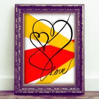 Modernes Lineart Poster abstrakte Herzen für Verliebte als Download-Datei | minimalistische Linienzeichnung Bild 4