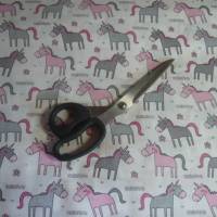 9,70 EUR/m Stoff Baumwolle Unicorn / Einhorn, süße Einhörner rosa, grau auf weiß Bild 5