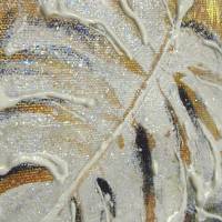 WEISSER KAKADU  -  Papageienbild mit Glitter auf Leinwand 40cm x 60cm in kupfer/weiß/goldfarbig Bild 4