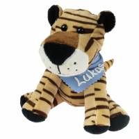Kuscheltier Tiger braun 16cm mit Namen am Halstuch - Personalisierte Schmusetiere für Jungen und Mädchen Bild 2