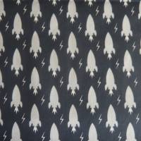 10,70 EUR/m Stoff Baumwolle Space Raketen Weltall grau auf dunkelblau Kinderstoff Bild 5