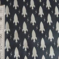 10,70 EUR/m Stoff Baumwolle Space Raketen Weltall grau auf dunkelblau Kinderstoff Bild 6