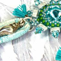 lässige maritime ohrstecker, geschenk, ostern, ohrringe, beadwork, keramik, glasperlen türkis, blau, grün Bild 7