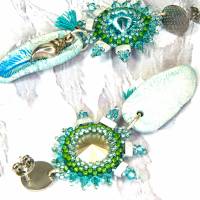 lässige maritime ohrstecker, geschenk, ostern, ohrringe, beadwork, keramik, glasperlen türkis, blau, grün Bild 8