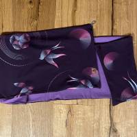 Schal Knopfschal 2lagig  Schwalben auf dunkelviolett lila Bild 3