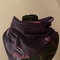 Schal Knopfschal 2lagig  Schwalben auf dunkelviolett lila Bild 4