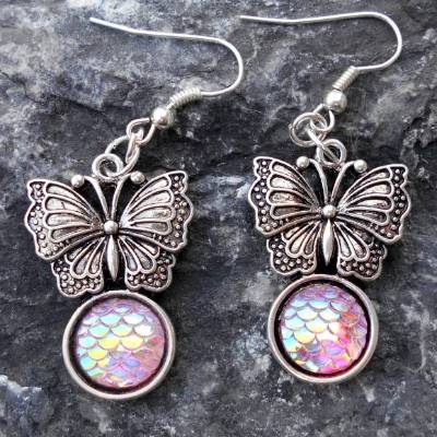 Schmetterlinge Ohrhänger versilbert   irisierend funkelnd 