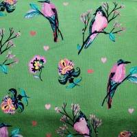 French-Terry Sweatshirtstoff grün mit Vögeln und Blumen, Breite 1,55 m Bild 3