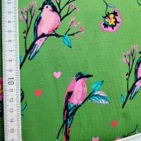 French-Terry Sweatshirtstoff grün mit Vögeln und Blumen, Breite 1,55 m Bild 5