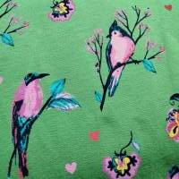French-Terry Sweatshirtstoff grün mit Vögeln und Blumen, Breite 1,55 m Bild 6