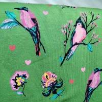French-Terry Sweatshirtstoff grün mit Vögeln und Blumen, Breite 1,55 m Bild 7