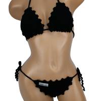 Bikini Damen gehäkelt schwarz Häkelbikini Spezialgarn  Bild 1