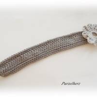 Gehäkeltes Armband mit Knopf - Häkelarmband,nostalgischer,antiker Stil,edel,grau Bild 3