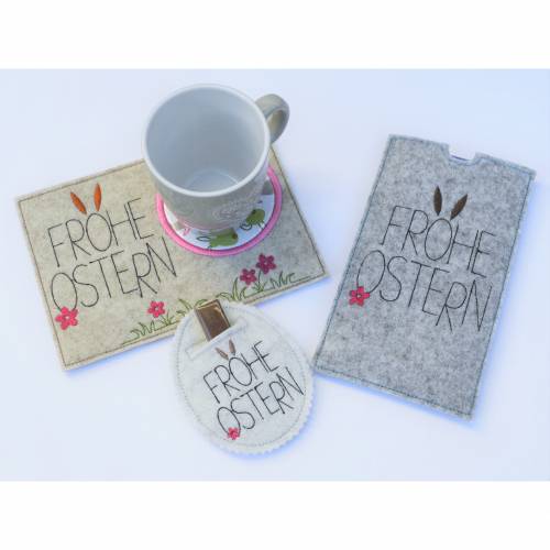 ITH Stickdatei Ostern SET Mugrug Wunscherfüller Schokohülle