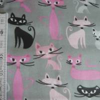 9,70 EUR/m Stoff Baumwolle lustige Katzen auf grau Bild 7