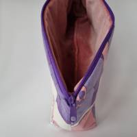 Kosmetiktasche *Vintage-Stoff 70er - Blumen* Größe M, in lila-weiß-rosa von he-ART by helen hesse Bild 6
