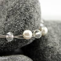 Brautschmuck - Die Schöne, Brautarmband mit kristallklaren Perlen sowie weiße o.  cremefarbene Perlen Bild 1