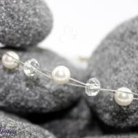 Brautschmuck - Die Schöne, Brautarmband mit kristallklaren Perlen sowie weiße o.  cremefarbene Perlen Bild 2