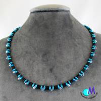 Wechsel-schmuck Magnet Glas-Perlen Collier türkis und schwarz matt  Statement-Kette  ART 4482 Bild 1