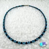 Wechsel-schmuck Magnet Glas-Perlen Collier türkis und schwarz matt  Statement-Kette  ART 4482 Bild 4