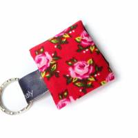 Einkaufswagenchip Täschchen Schlüsselanhänger mit Chip Rosen rot rosa Chiptäschchen Bild 2
