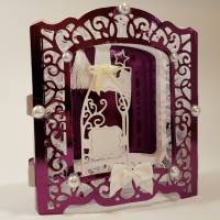 Glückwunschkarte Sekt Dioramakarte Super 3D Grußkarte lila weiß feine Handarbeit Bild 7