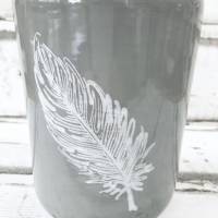 Utensilo, Vase, Kochlöffelbehälter , Feder Design, Keramik handbemalt Bild 2