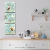 FRÜHLINGBEGINN Hase Lamm Blumen Triptychon auf Holz Leinwand Print Wanddeko Landhausstil VintageStyle ShabbyChic kaufen Bild 2