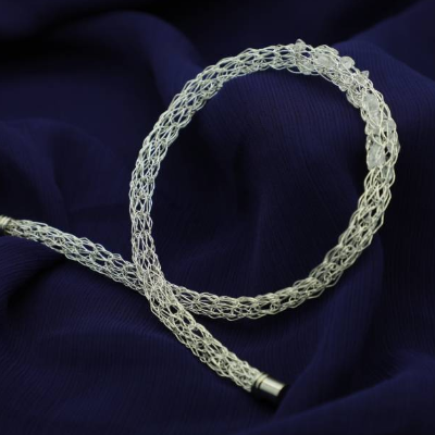 Bergkristall-Silberdraht-Collier gestrickt - mit Magnetverschluss - bcd manufaktur