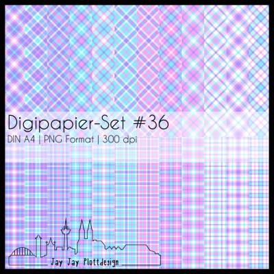 Digipapier Set #36 (pink, lila, türkis) Tartan-Muster zum ausdrucken, plotten, scrappen, basteln und